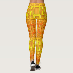 Etnische geometrische oranje patronen. leggings