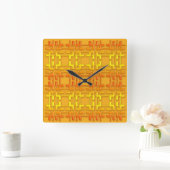 Etnische geometrische oranje patronen vierkante klok (Huis)