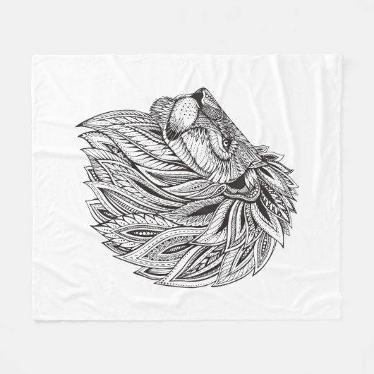 Etnische gepatterde leeuwenkop fleece deken (Voorkant (Horizontaal))