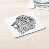 Etnische gepatterde leeuwenkop kartonnen onderzetters (Schuin)