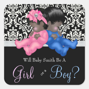 Etnische geslacht onthulling baby shower vierkante sticker