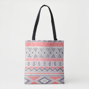 Etnische gestreepte stam: Handgemaakte Vintage Tote Bag