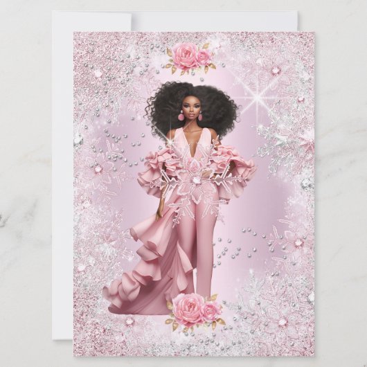 Etnische Glam Verjaardag Roze Zilver Winter Wonder Kaart (Achterkant)