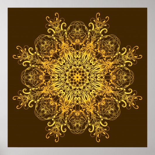 Etnische gouden mandala. poster (Voorkant)