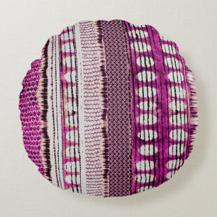 Etnische grens Fuchsia Abstract Rond Kussen
