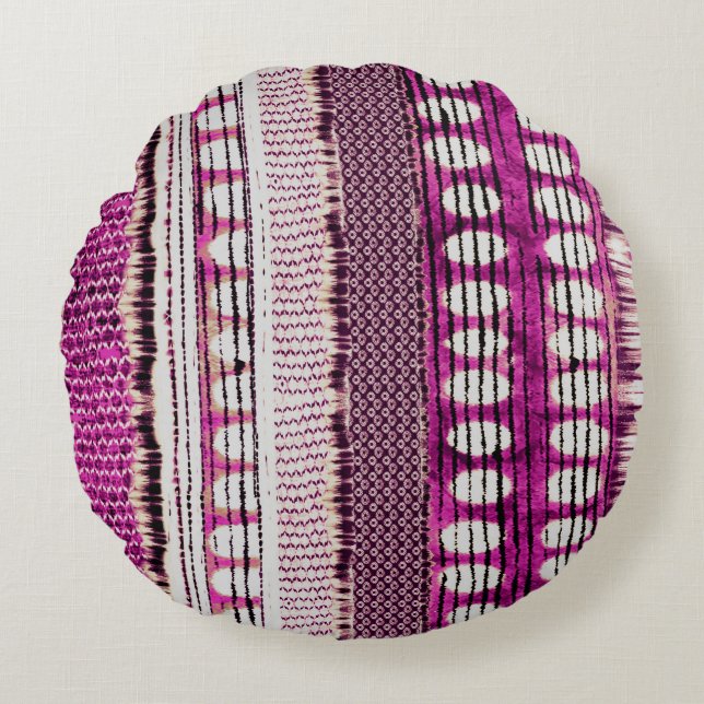 Etnische grens Fuchsia Abstract Rond Kussen (Voorkant)