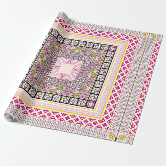 Etnische grenskunst cadeaupapier (Uitgerold)