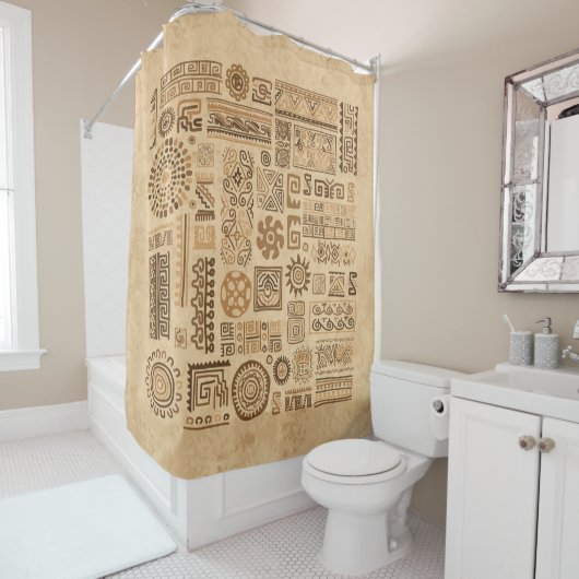 Etnische handgemaakte versiering douchegordijn (In situ)