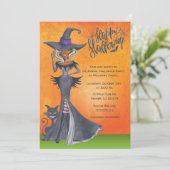 Etnische heks Halloween uitnodiging, kostuum feest Kaart (Staand voorkant)