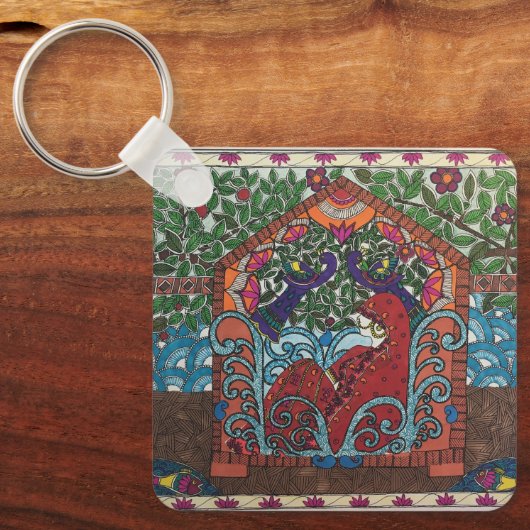 etnische (Indiase) bruids design Sleutelhanger (Voorkant)