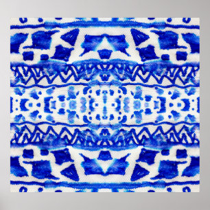 Etnische Indigo Arrow inheemse patronen Poster