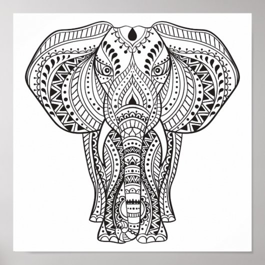 Etnische Indische olifant 2 Poster (Voorkant)