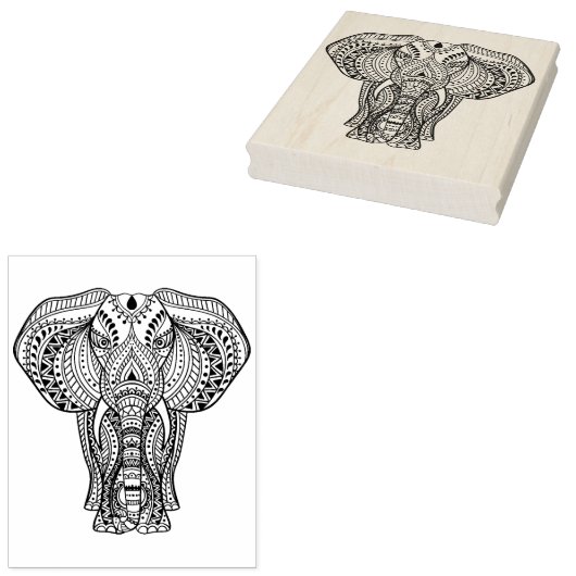 Etnische Indische olifant Rubberstempel (Gestempeld)