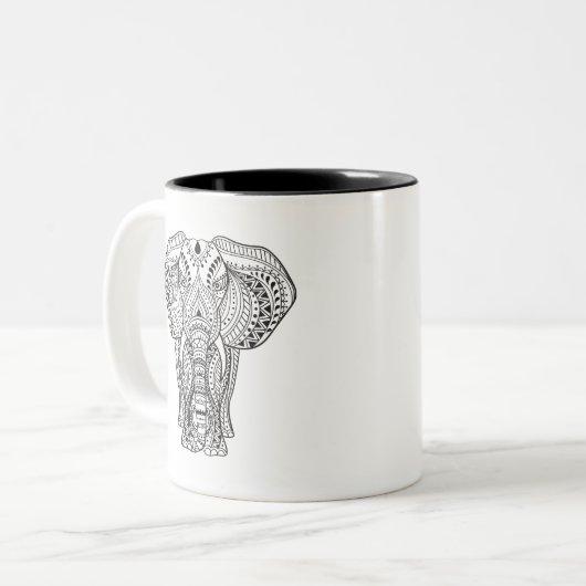 Etnische Indische olifant Tweekleurige Koffiemok (Voorkant links)