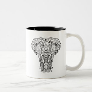 Etnische Indische olifant Tweekleurige Koffiemok