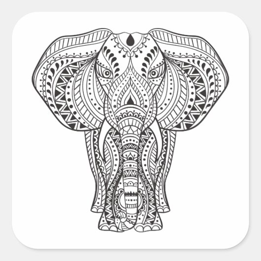 Etnische Indische olifant Vierkante Sticker (Voorkant)