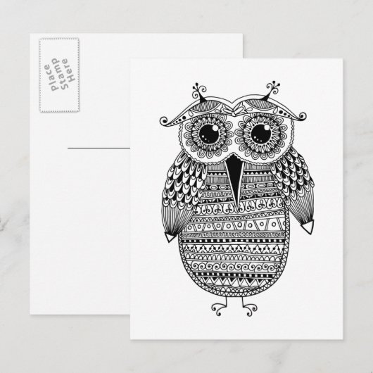 Etnische inkttekening briefkaart (Voorkant / Achterkant)