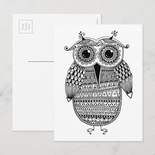 Etnische inkttekening briefkaart (Voorkant / Achterkant)