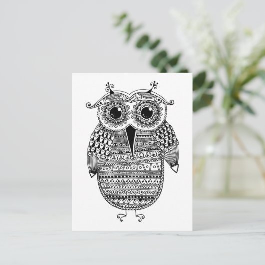 Etnische inkttekening briefkaart (Staand voorkant)