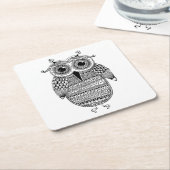 Etnische inkttekening kartonnen onderzetters (Schuin)