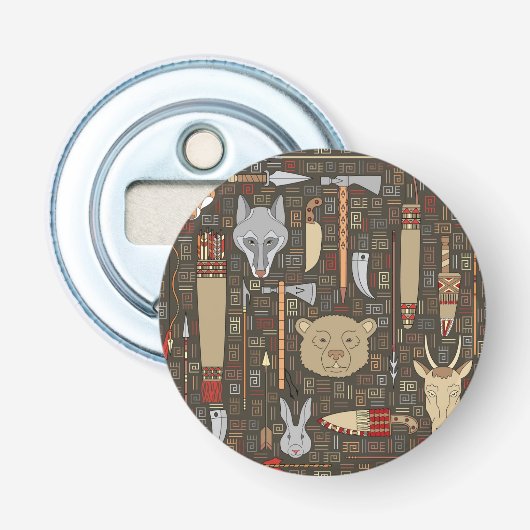 Etnische jachtpatronen button flesopener (Voorkant)
