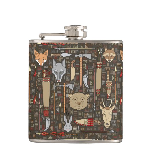 Etnische jachtpatronen heupfles (Voorkant)