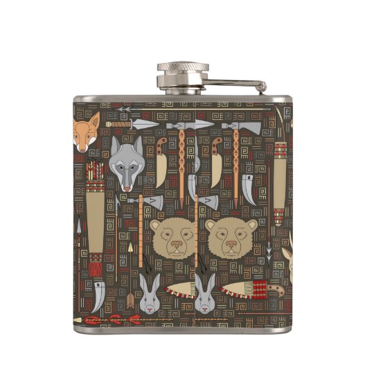 Etnische jachtpatronen heupfles (Achterkant)