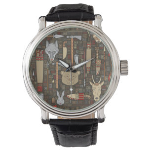 Etnische jachtpatronen horloge
