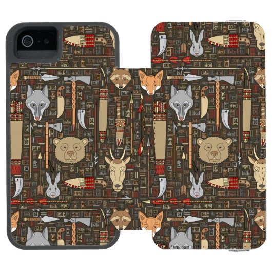 Etnische jachtpatronen incipio iPhone portemonnee hoesje (Agenda Open)