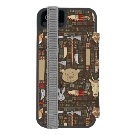 Etnische jachtpatronen incipio iPhone portemonnee hoesje (Agenda Achterkant)