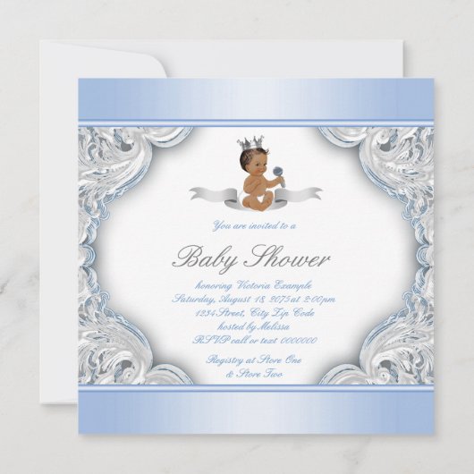 Etnische Jongen Baby Blauw Zilveren Prins Baby sho Kaart (Achterkant)