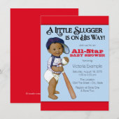 Etnische Jongen Baseball Baby Douche Uitnodigingen (Voorkant / Achterkant)