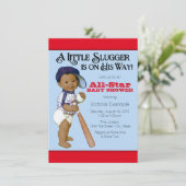 Etnische Jongen Baseball Baby Douche Uitnodigingen (Staand voorkant)