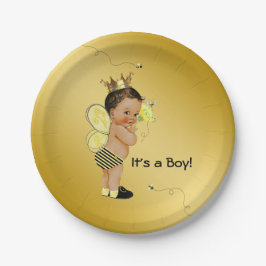 Etnische Jongen Bij Baby Shower Papieren Bordje