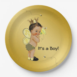 Etnische Jongen Bij Baby Shower Papieren Bordje