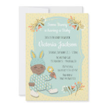 Etnische Jongen Bunny outfit baby douche uitnodigi