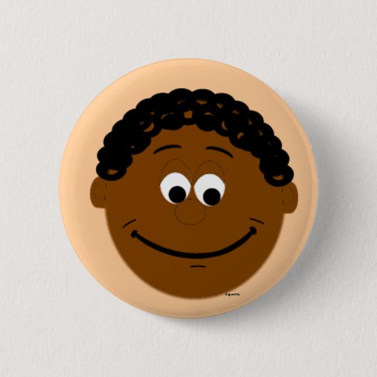 Etnische Jongen Gezicht Dark Smiles Button Badge (Voorkant)