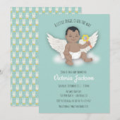 Etnische Jongen kleine engel baby douche uitnodigi Kaart (Voorkant / Achterkant)