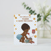 Etnische jongen op Stippen met telefoonstrepen spa Save The Date (Staand voorkant)