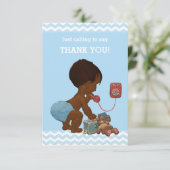 Etnische jongen op telefoon Baby shower Dank u Bedankkaart (Staand voorkant)