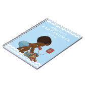Etnische Jongen op Telefoon Baby shower Gastenboe Notitieboek (Linkerzijde)