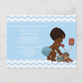 Etnische jongen op telefoon blauw Chevron Baby Boe Briefkaart
