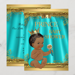Etnische jongen prins babyshower aqua turquoise kaart