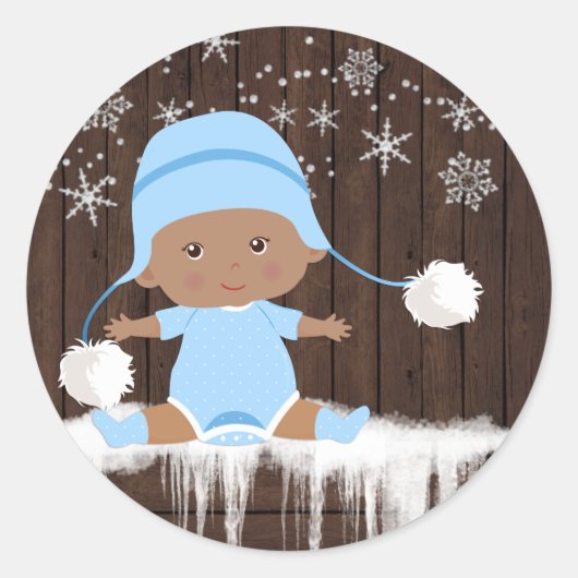 Etnische jongen sneeuwvlok Baby shower Stickers (Voorkant)