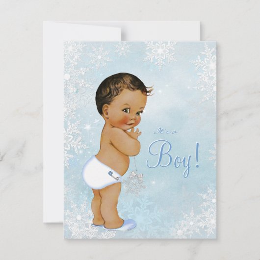 Etnische Jongen Winter Wonderland Baby shower Kaart (Voorkant)