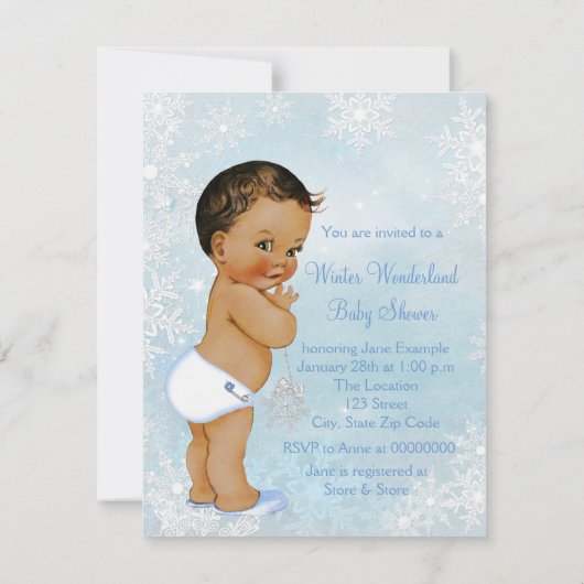 Etnische Jongen Winter Wonderland Baby shower Kaart (Achterkant)