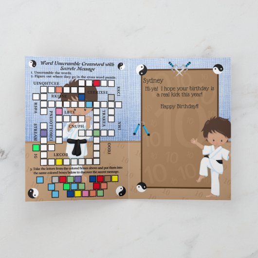 Etnische jongens karate geheime boodschap Gelukkig Kaart (Binnen)