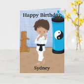 Etnische jongens karate geheime boodschap Gelukkig Kaart (Gele Bloem)