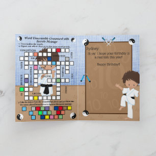 Etnische jongens karate geheime boodschap Gelukkig Kaart