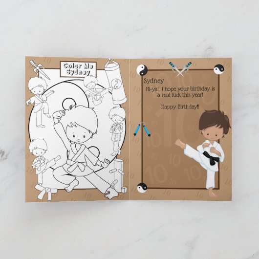 Etnische Jongens Karate Kleurplaat Gelukkige Verja Kaart (Binnen)